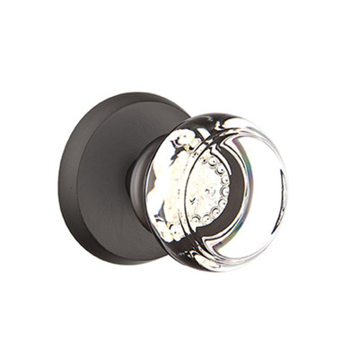 Emtek 7206-GT-FB Georgetown Crystal Door Knob Privacy Set With Sandcast Bronze #2 Rosette Flat Black