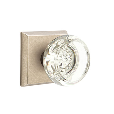 Emtek 7211-GT-TWB Georgetown Crystal Door Knob Privacy Set With Sandcast Bronze #6 Rosette Tumbled White Bronze
