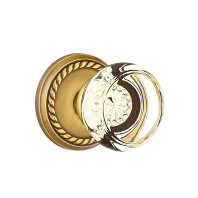 Emtek 8101-GT-US7 Georgetown Crystal Door Knob Passage Set With Rope Rosette French Antique