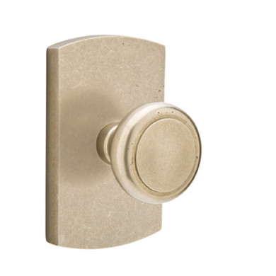 Emtek 7200-BU-TWB Butte Sandcast Bronze Door Knob Privacy Set With #4 Rosette Tumbled White Bronze