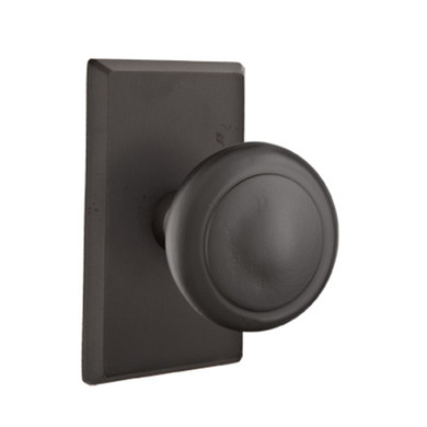 Emtek 7204-BU-FB Butte Sandcast Bronze Door Knob Privacy Set With #3 Rosette Flat Black Bronze
