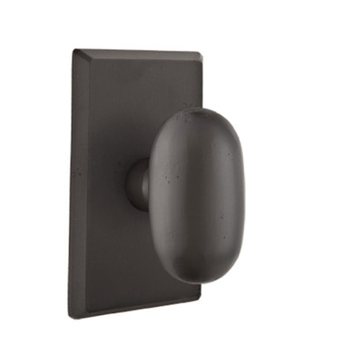 Emtek 7054-BZEG-FB Egg Sandcast Bronze Door Knob Dummy Set With #3 Rosette Flat Black Bronze