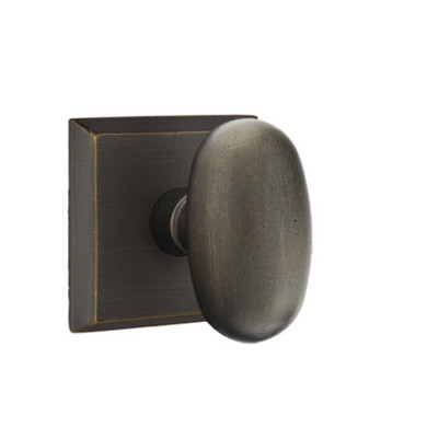 Emtek 7061-BZEG-MB Egg Sandcast Bronze Door Knob Dummy Set With #6 Rosette Medium Bronze