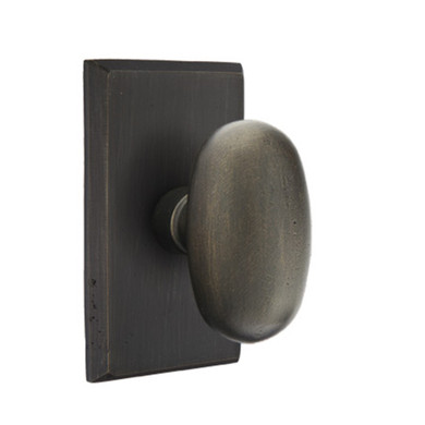 Emtek 7104-BZEG-MB Egg Sandcast Bronze Door Knob Passage Set With #3 Rosette Medium Bronze