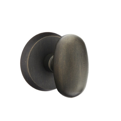 Emtek 7106-BZEG-MB Egg Sandcast Bronze Door Knob Passage Set With #2 Rosette Medium Bronze
