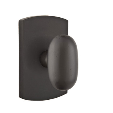 Emtek 7200-BZEG-FB Egg Sandcast Bronze Door Knob Privacy Set With #4 Rosette Flat Black Bronze
