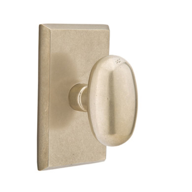 Emtek 7204-BZEG-TWB Egg Sandcast Bronze Door Knob Privacy Set With #3 Rosette Tumbled White Bronze