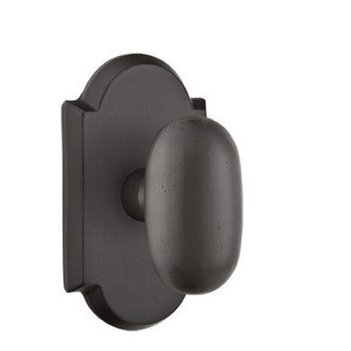 Emtek 7208-BZEG-FB Egg Sandcast Bronze Door Knob Privacy Set With #1 Rosette Flat Black Bronze