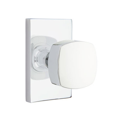 Emtek 5052-FRK-US26 Freestone Door Knob Dummy Set With Modern Rectangular Rosette Polished Chrome