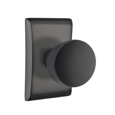 Emtek 5051-LAU-US19 Laurent Door Knob Dummy Set With Neos Rosette Flat Black