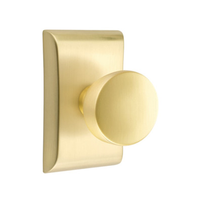 Emtek 5051-LAU-US4 Laurent Door Knob Dummy Set With Neos Rosette Satin Brass
