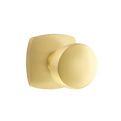 Emtek 5306-LAU-US4 Laurent Door Knob Dummy Set With Urban Modern Rosette Satin Brass