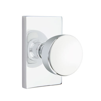 Emtek 5112-LAU-US26 Laurent Door Knob Passage Set With Modern Rectangular Rosette Polished Chrome