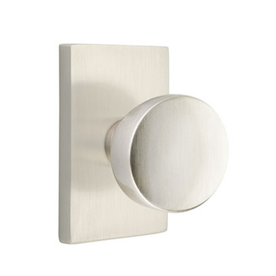 Emtek 5212-LAU-US15 Laurent Door Knob Privacy Set With Modern Rectangular Rosette Satin Nickel
