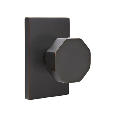Emtek 5052-OCT-US10B Octagon Door Knob Dummy Set With Modern Rectangular Rosette Oil Rubbed Bronze