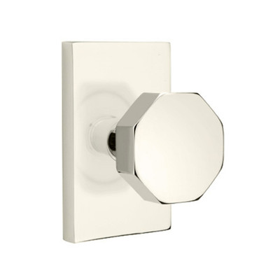 Emtek 5052-OCT-US14 Octagon Door Knob Dummy Set With Modern Rectangular Rosette Polished Nickel