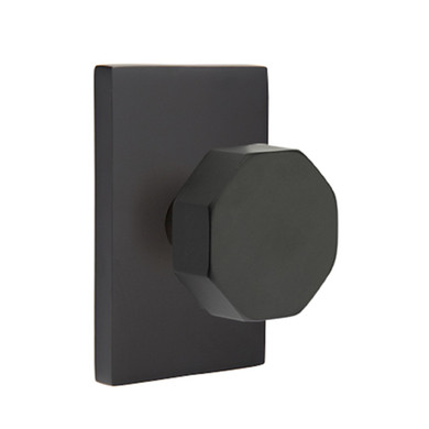 Emtek 5052-OCT-US19 Octagon Door Knob Dummy Set With Modern Rectangular Rosette Flat Black