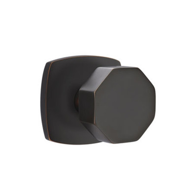 Emtek 5306-OCT-US10B Octagon Door Knob Dummy Set With Urban Modern Rosette Oil Rubbed Bronze