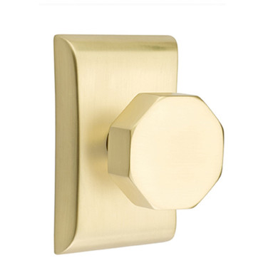 Emtek 5111-OCT-US4 Octagon Door Knob Passage Set With Neos Rosette Satin Brass