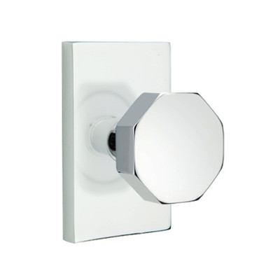 Emtek 5112-OCT-US26 Octagon Door Knob Passage Set With Modern Rectangular Rosette Polished Chrome