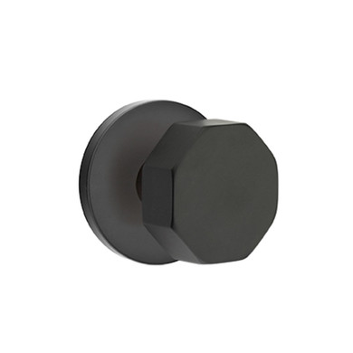 Emtek 5209-OCT-US19 Octagon Door Knob Privacy Set With Disk Rosette Flat Black