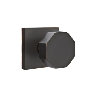Emtek 5210-OCT-US10B Octagon Door Knob Privacy Set With Square Rosette Oil Rubbed Bronze