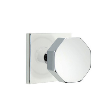 Emtek 5210-OCT-US26 Octagon Door Knob Privacy Set With Square Rosette Polished Chrome