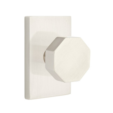 Emtek 5212-OCT-US15 Octagon Door Knob Privacy Set With Modern Rectangular Rosette Satin Nickel