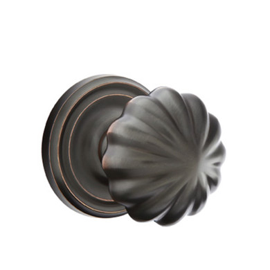 Emtek 8050-MN-US10B Melon Door Knob Dummy Set With Regular Rosette Oil Rubbed Bronze