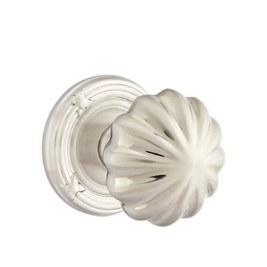 Emtek 8057-MN-US15 Melon Door Knob Dummy Set With Ribbon & Reed Rosette Satin Nickel