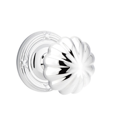 Emtek 8057-MN-US26 Melon Door Knob Dummy Set With Ribbon & Reed Rosette Polished Chrome