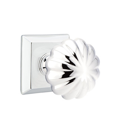 Emtek 8531-MN-US26 Melon Door Knob Dummy Set With Quincy Rosette Polished Chrome