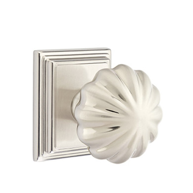 Emtek 8561-MN-US15 Melon Door Knob Dummy Set With Wilshire Rosette Satin Nickel