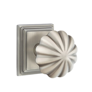 Emtek 8561-MN-US15A Melon Door Knob Dummy Set With Wilshire Rosette Pewter