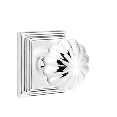 Emtek 8561-MN-US26 Melon Door Knob Dummy Set With Wilshire Rosette Polished Chrome