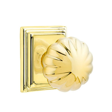 Emtek 8561-MN-US3 Melon Door Knob Dummy Set With Wilshire Rosette Polished Brass