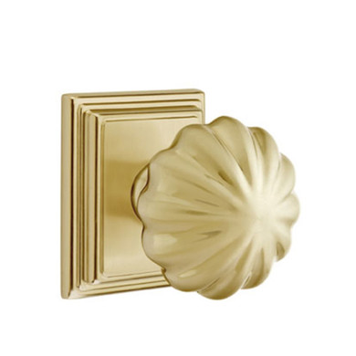 Emtek 8561-MN-US4 Melon Door Knob Dummy Set With Wilshire Rosette Satin Brass