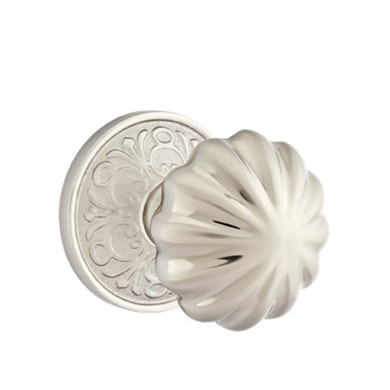 Emtek 8106-MN-US15 Melon Door Knob Passage Set With Lancaster Rosette Satin Nickel