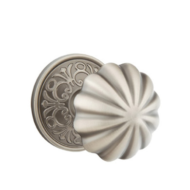 Emtek 8106-MN-US15A Melon Door Knob Passage Set With Lancaster Rosette Pewter
