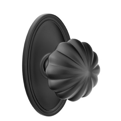 Emtek 8120-MN-US19 Melon Door Knob Passage Set With Oval Rosette Flat Black