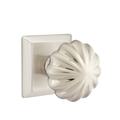 Emtek 8131-MN-US15 Melon Door Knob Passage Set With Quincy Rosette Satin Nickel