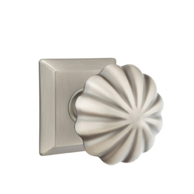 Emtek 8131-MN-US15A Melon Door Knob Passage Set With Quincy Rosette Pewter