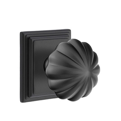 Emtek 8161-MN-US19 Melon Door Knob Passage Set With Wilshire Rosette Flat Black