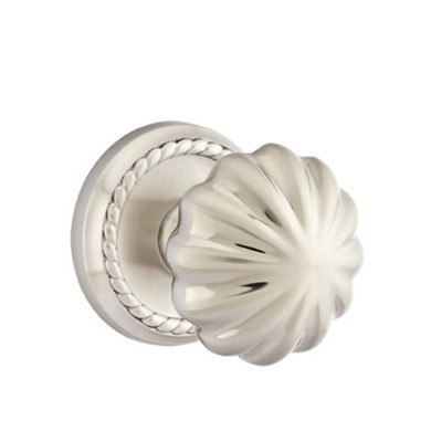 Emtek 8201-MN-US15 Melon Door Knob Privacy Set With Rope Rosette Satin Nickel