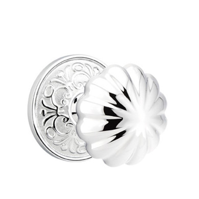 Emtek 8206-MN-US26 Melon Door Knob Privacy Set With Lancaster Rosette Polished Chrome