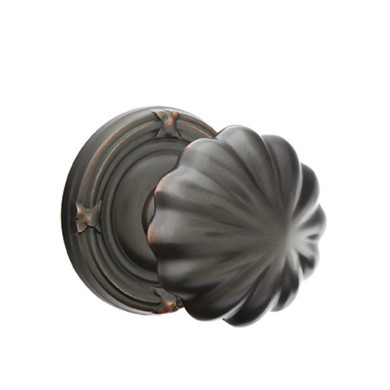 Emtek 8207-MN-US10B Melon Door Knob Privacy Set With Ribbon & Reed Rosette Oil Rubbed Bronze