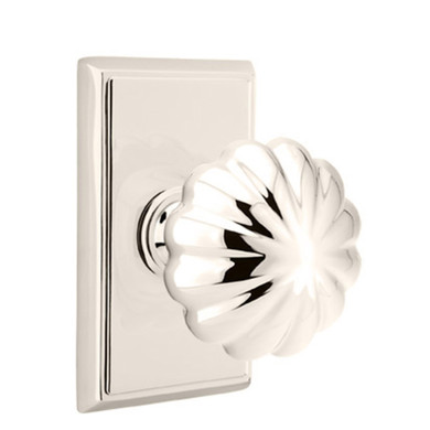 Emtek 8221-MN-US14 Melon Door Knob Privacy Set With Rectangular Rosette Polished Nickel