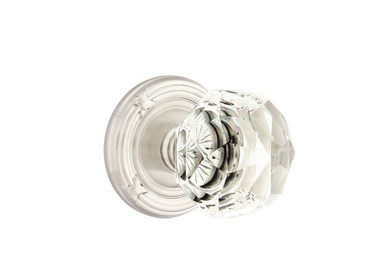 Emtek 8057-CK-US15A Diamond Crystal Door Knob Dummy Set With Ribbon & Reed Rosette Pewter