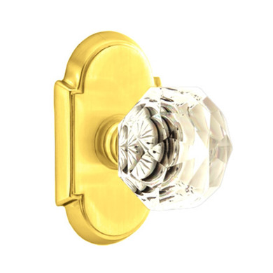 Emtek 8058-CK-US3 Diamond Crystal Door Knob Dummy Set With #8 Rosette Polished Brass