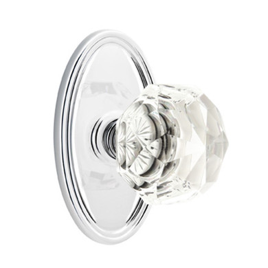 Emtek 8520-CK-US26 Diamond Crystal Door Knob Dummy Set With Oval Rosette Polished Chrome